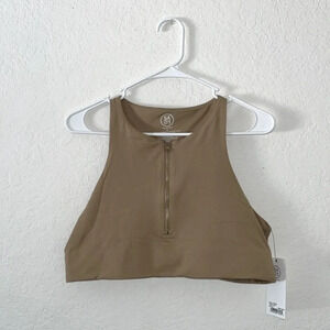 NWT Sage Collective bra XL neutral sports bra zipper stretchy wireless racerback